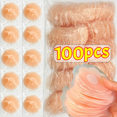 2/100pcs Women Silicone Nipple Cover Invisible Self-adhesive Chest Breast Stickers Female Lift Up Reusable Patch Bra Intimates - Girlz Girl