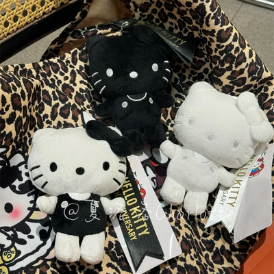 50Th Anniversary Sanrio Doll toy Keychain Kawaii Black White Hello Kitty Children Bags Pendant Keyring Women Christmas Gifts Kid - Girlz Girl