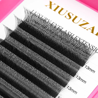 XIUSUZAKI 5D W Lashes Black Premade Fans Eyelashes Extensions Natural Soft Individual Volume False Lashes Beauty Makeup Tools - Girlz Girl