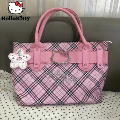 Sanrio Hello Kitty New Luxury Design Handbag For Women Korean Style Fashion Vintage Totr Bags Y2k Female Pu Leather Commuter Bag - Girlz Girl