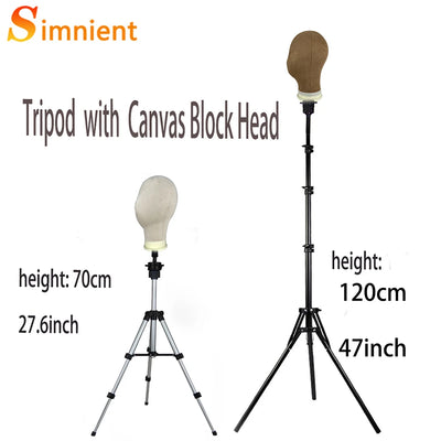 New 23inch Canvas Block Head Display Training Mannequin Head Styling Manikin Doll Head Wig Tripod Stand Free Get Wig Install Kit - Girlz Girl
