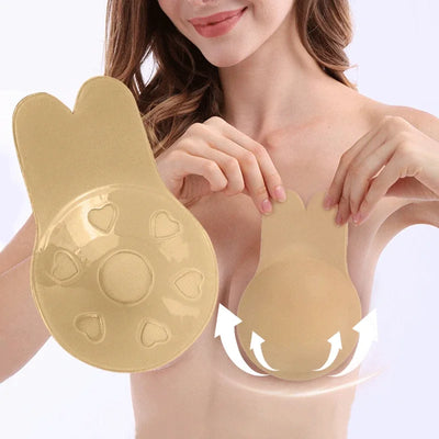 Women Push Up Bras Self Adhesive Silicone Strapless Invisible Bra Reusable Sticky Breast Lift Tape Rabbit Nipple Cover Bra Pads - Girlz Girl
