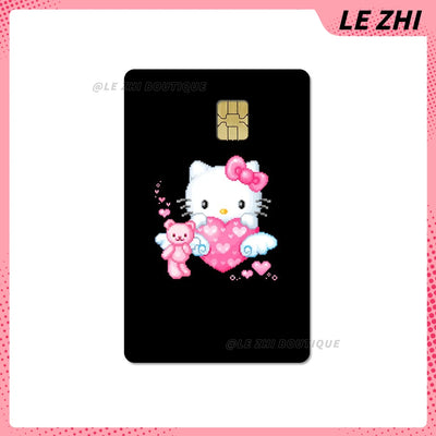 Kawaii Girly Heart Cartoon Anime Hello Kitty Credit Card Stickers Y2K Sanrio Pvc Waterproof Skin Cover Sticker Decoration - Girlz Girl