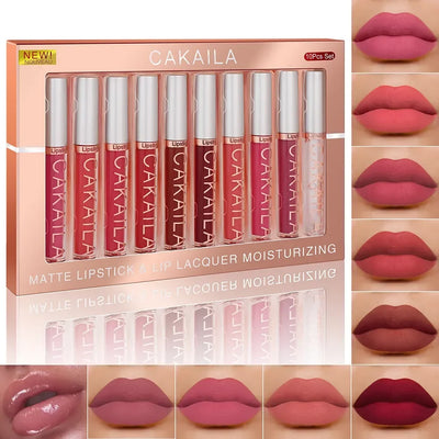 10/6 PCS Lipstick Set Matte Nude Liquid Lip Stain Makeup for women Non stick Cup Lip Gloss Waterproof Long lasting Cosmetics - Girlz Girl