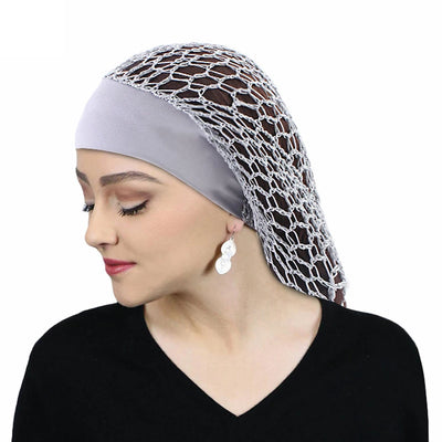 Women Stretchy Wide Band Crochet Hair Snood Mesh Net Wig Cap Head Cover Care Nightcap Pocket Wrap Dreadlock Headwear Sleep Hat - Girlz Girl