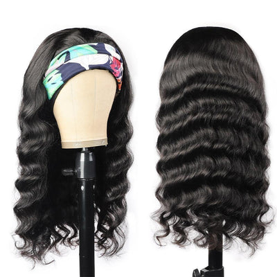 Headband Wig Loose Body Wave Human Hair Scarf Wig No GLUE Easy Wear - Girlz Girl