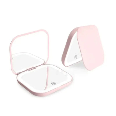 Compact Mini Gift Vanity Folding Cosmetic Mirror with Lights Portable Hand Held Small Pocket Travel Makeup Mirror 2X magnifying - Girlz Girl