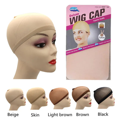2pcs/Bag Top Stocking Wig Cap Hair Net For Weave Hair Wig Nets Black - Girlz Girl