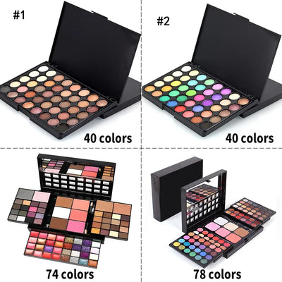 40/74/78 Colors Glitter Eyeshadow Palette Matte Waterproof Long Lasting Pressed Powder Cosmetics Kit  Fashion Women MakeUp Tools - Girlz Girl