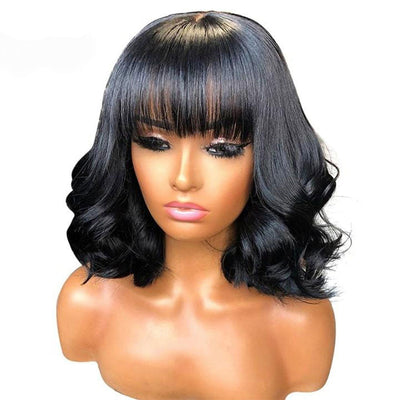 Short Bob Body Wave Human Hair Wig with Bang - Girlz Girl
